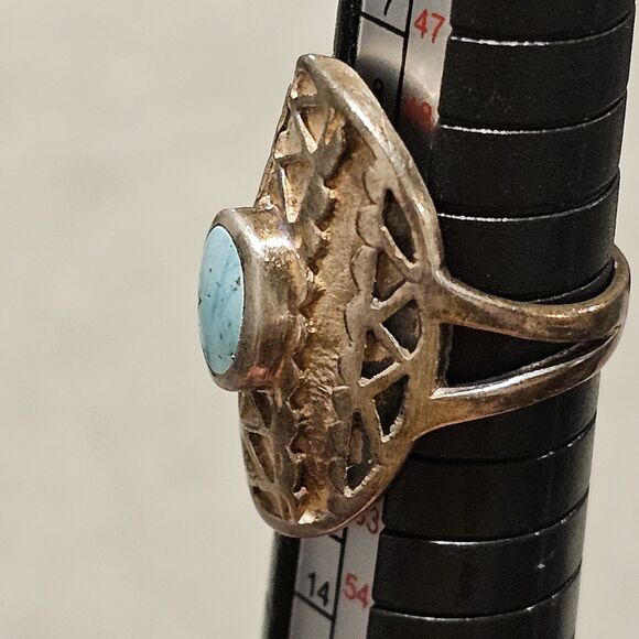 Old Pawn Turquoise c.1950s Navajo Sterling Silver Ring Size 5.5, 6.8 grams - Picture 13 of 13